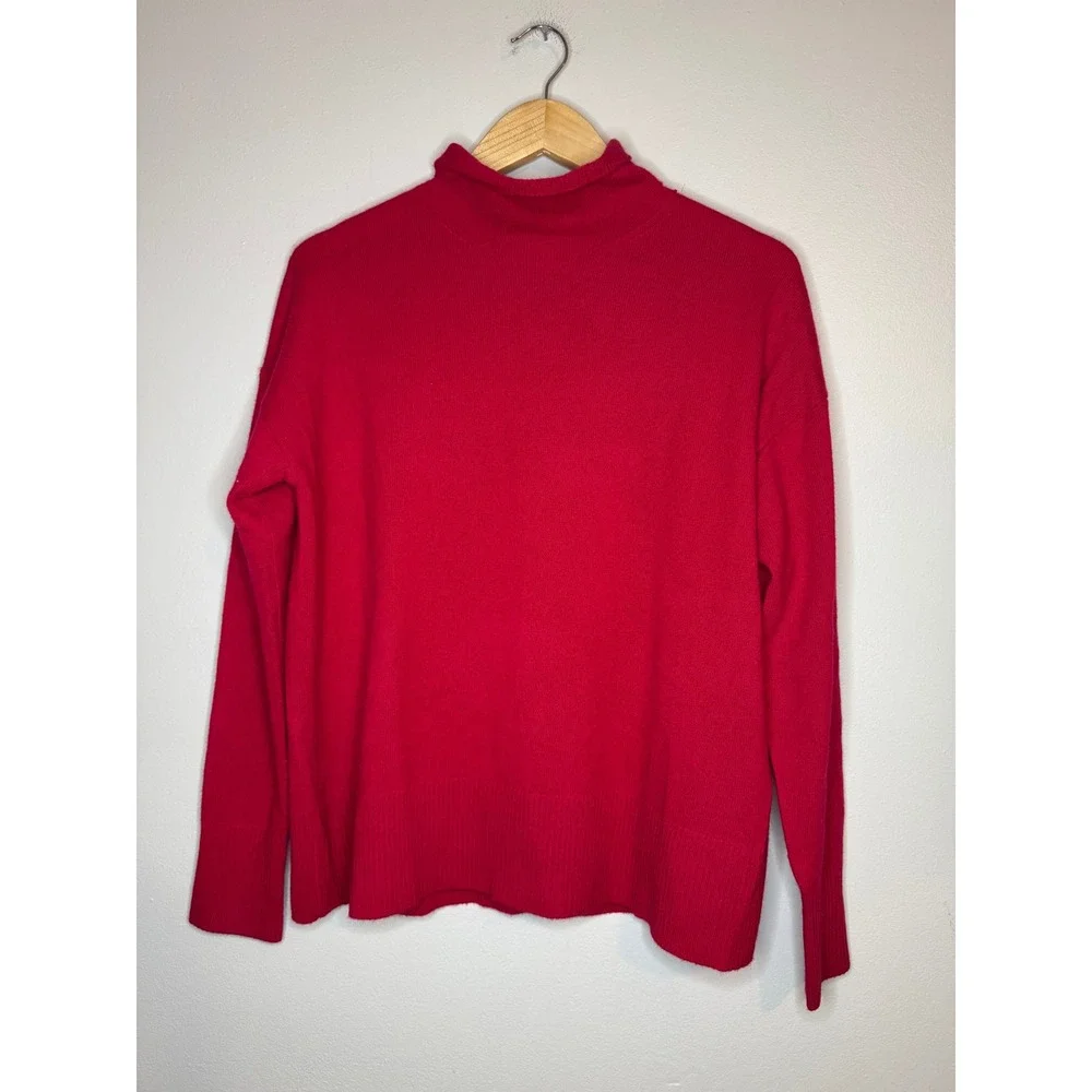 Nordstrom 100% Cashmere Mock Neck Sweater Red Long Sleeve XS Womens